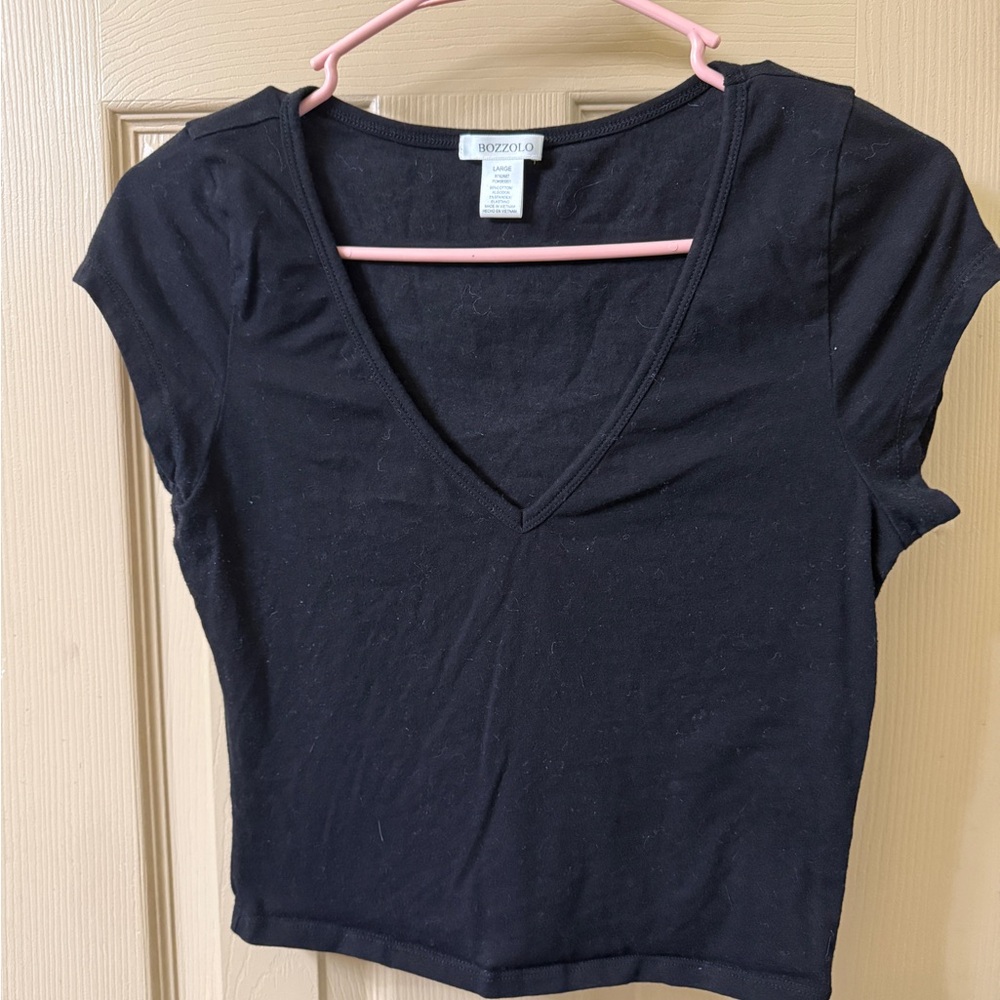 Bozzolo Black V-Neck Blouse